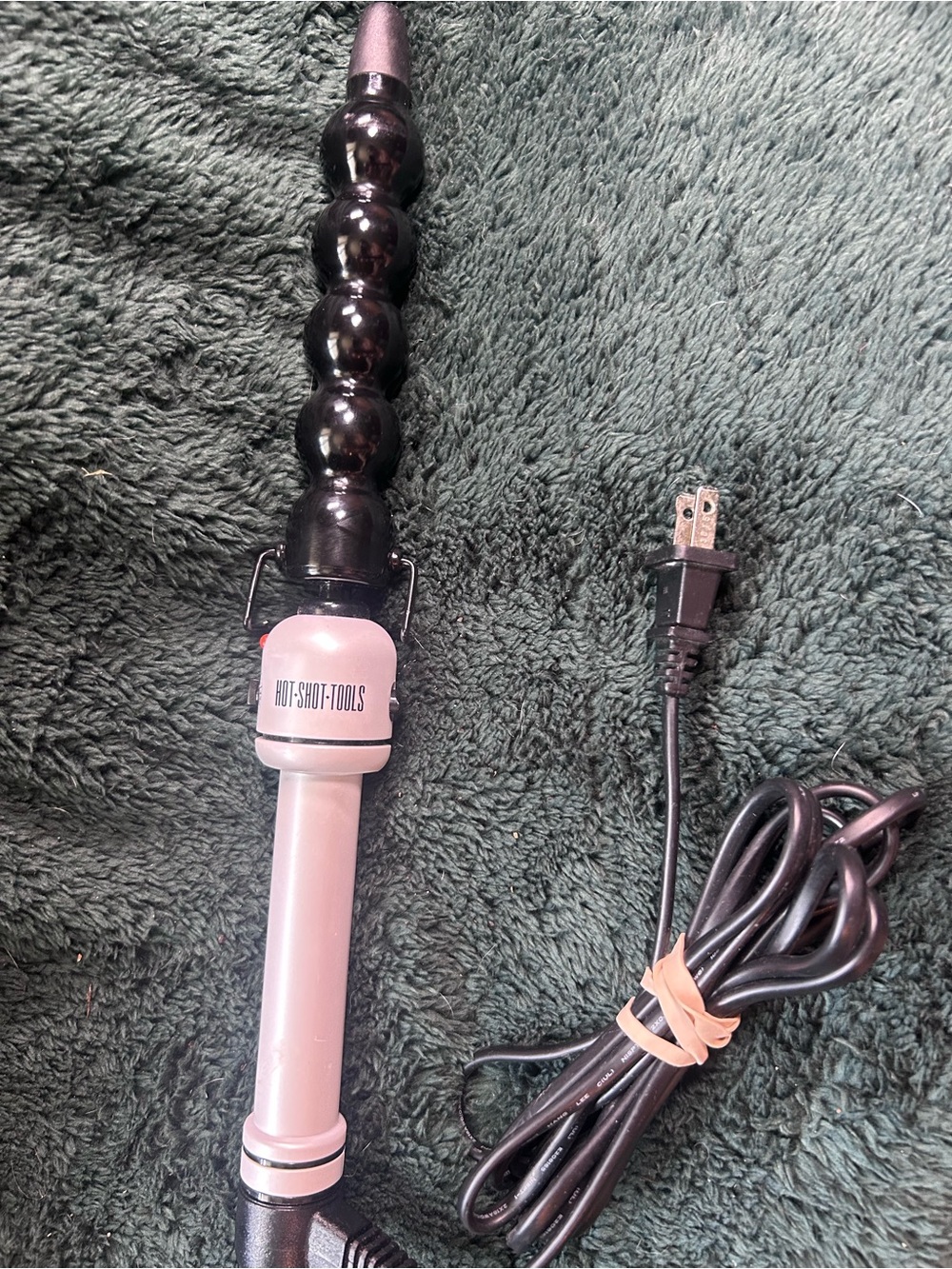 Hot Shot Tools Pink and Black Beaded Curling Wand - Texturizing Styler